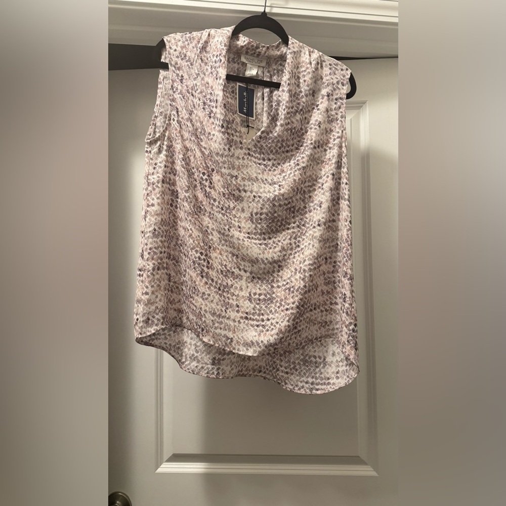 Rachel Zoe Cream and Brown Ruched Blouse